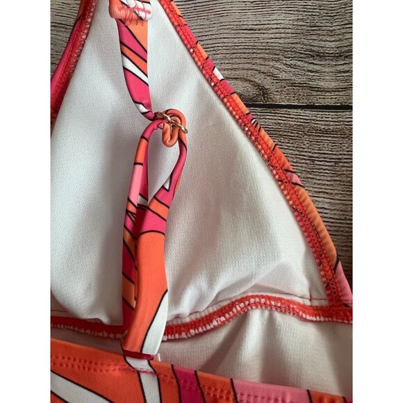 NWT Michael Kors Tankini 2 Piece Swimsuit Pink & Orange Retro pattern Size XS - Picture 5 of 7